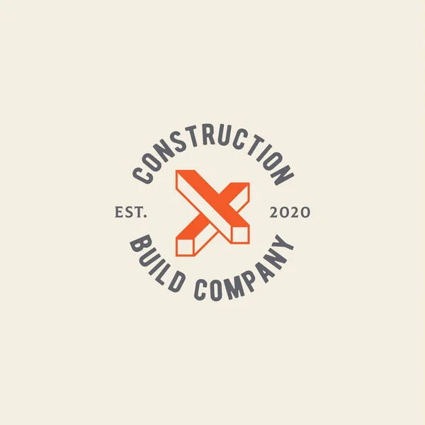 Λογότυπο Κτιρίου Κατασκευής Έμβλημα Κατασκευαστικής Εταιρείας Δομικά Στοιχεία Και Γράμματα — Διανυσματικό Αρχείο