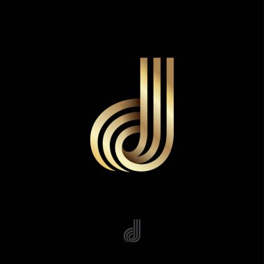 D letter. D monogram consist of golden bent strips or ribbons. This logo can be used for business, jewelries production, ladies luxury boutique. clipart