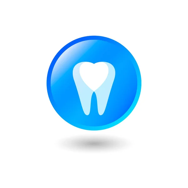 Ikona Zęba Dentysta Symbol Stomatologii Ząb Piktogram Dentystyczny Błyszczący Okrągły — Wektor stockowy
