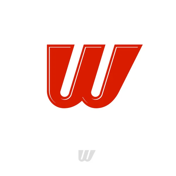 W平的单字 白色背景上的红色专字 标识可用于网络 数字或商业 — 图库矢量图片
