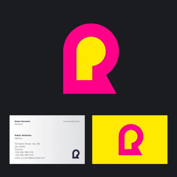 Logo Embleem Van Het Bureau Monogram Bestaat Uit Gele Roze — Stockvector