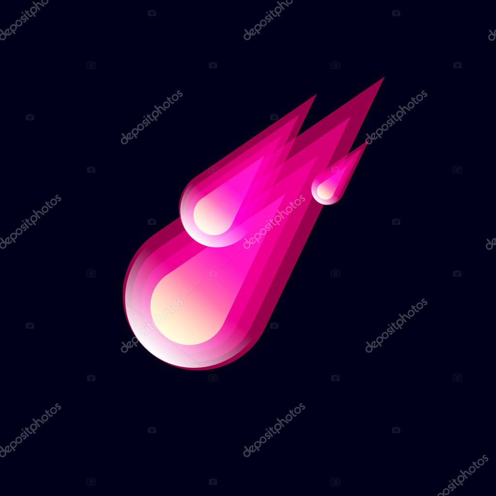 Comets logo. Meteors icon. Logo consist of some gradient shapes isolated, on black background.