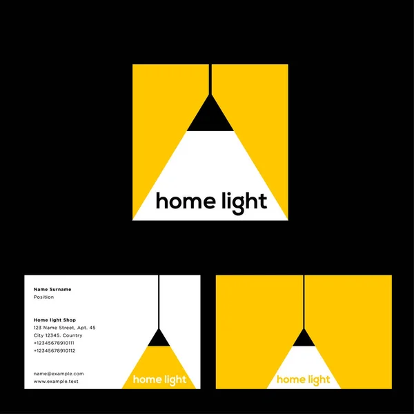 Logo Pro Obchod Domácím Osvětlením Svítilna Paprsek Světla Vizitka Logo — Stockový vektor
