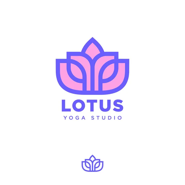 Loto Logo Icono Del Estudio Yoga Flor Loto Rosa Logotipo — Vector de stock