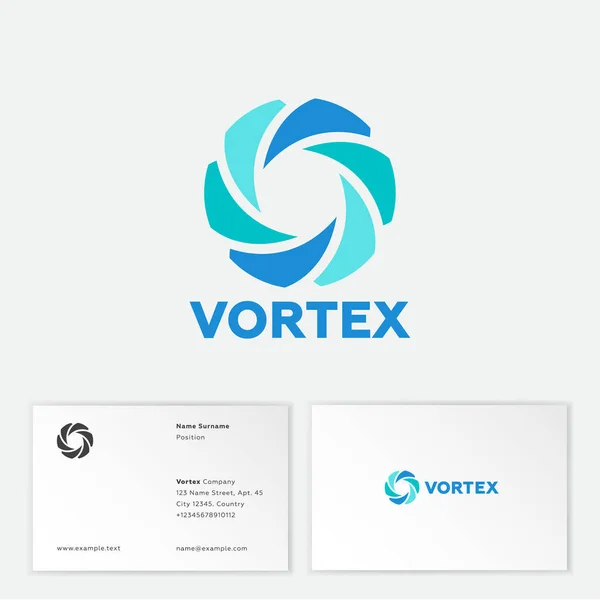 Vortex Lapos Logó Kék Betűjelvény Monogram Dinamikus Örvény Logó Lehet — Stock Vector