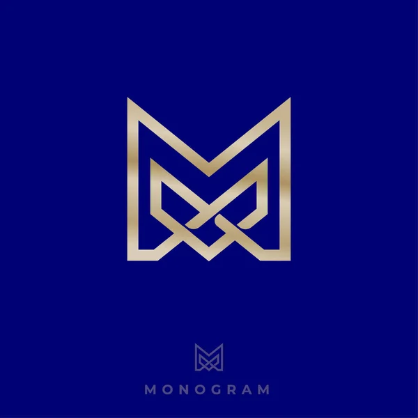 Carta Logo Gold Monograma Premium Consiste Líneas Oro Entrelazadas Logotipo — Vector de stock
