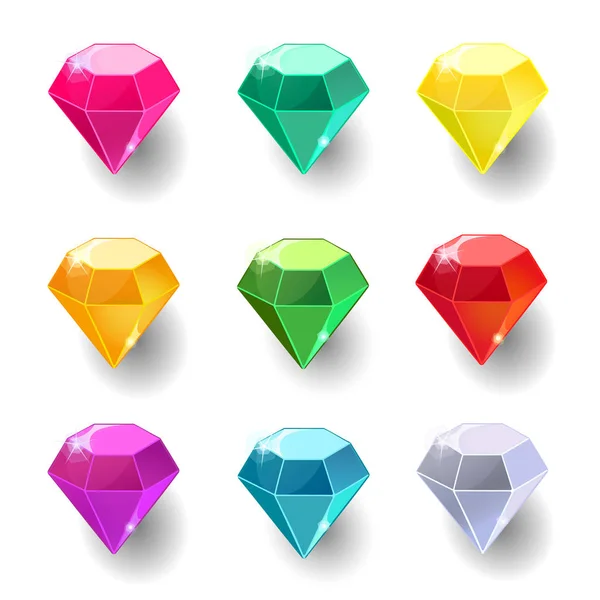 Çizgi film dizi yuvarlak farklı renk kristalleri