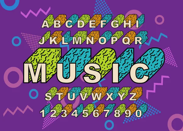 90 s retro alfabet lettertype. — Stockvector