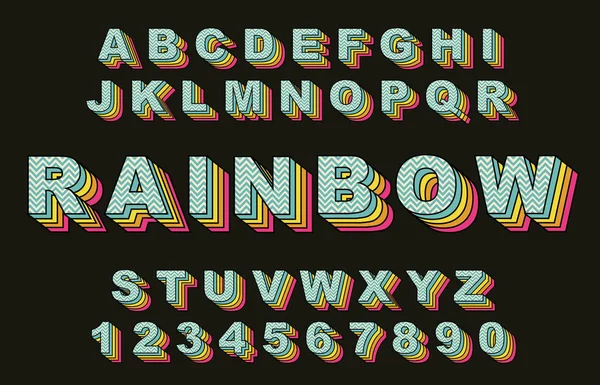 Alfabeto vintage arco iris — Vector de stock