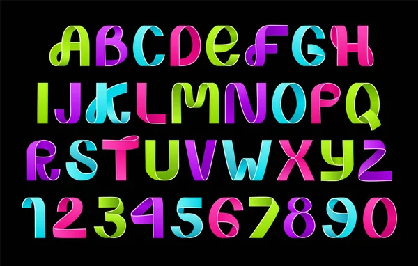 Neon-Alphabet-Vektor des Papierfaltens — Stockvektor