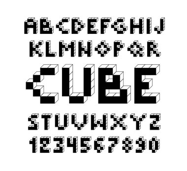 Piksel retro video oyunu font. 80 s retro alfabe yazı tipi