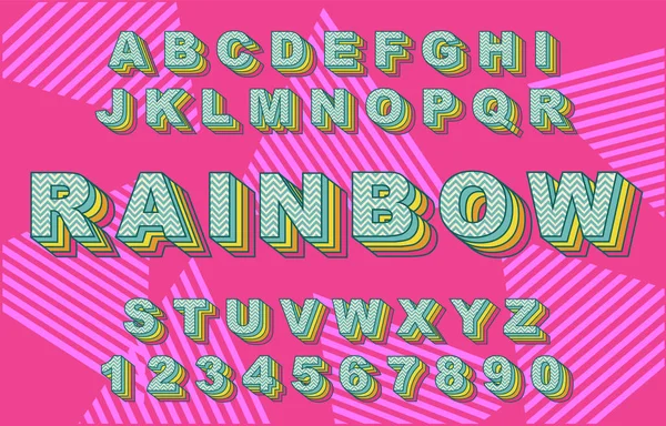 80 s retro alfabet lettertype. Regenboog Vintage alfabet vector — Stockvector