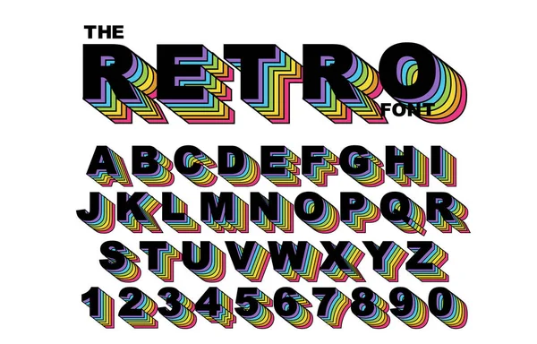 80 s retro alfabe yazı tipi. Gökkuşağı Vintage alfabe vektör