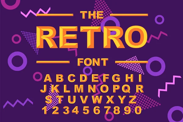 Vektör modern kalın yazı tipi ve alfabe. Vintage alfabe vektör 80 s