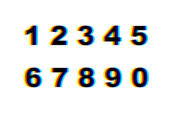 Čísla Distortion.Vector zkreslené závada písmo. Módní styl — Stockový vektor