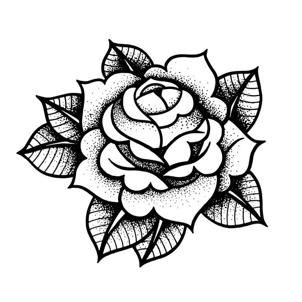 Tattoo Rose flower. Vector illustration art Isolated vector
