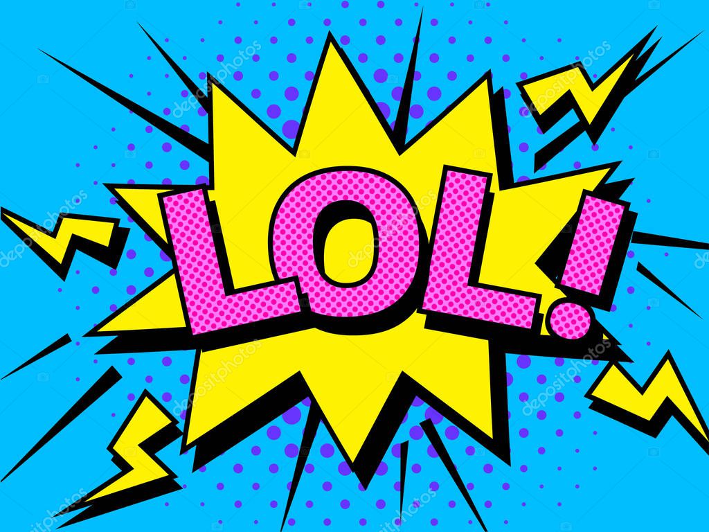 LOL Comic Vector cartoon illustration explosions. Comics Symbol,sticker tag,special offer label,advertising badge. Sign banner. Comics speech bubble bang.Clouds for explosions like boom. Pop-art