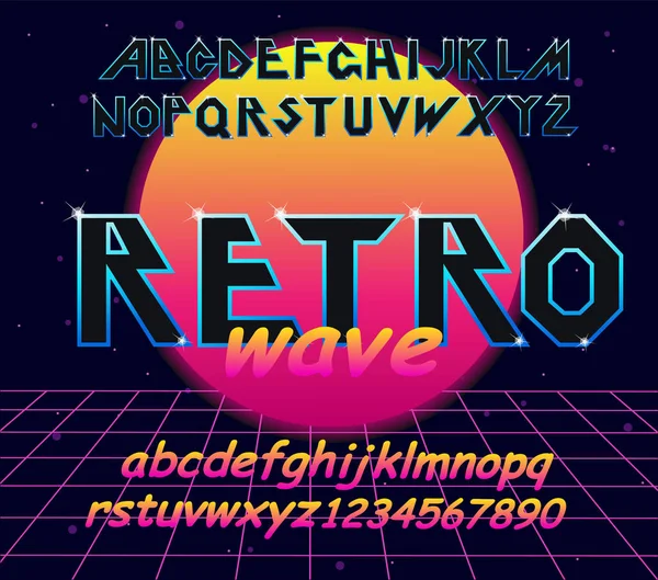 Fonte 80 s rétro alphabet. Conception d'éléments vectoriels de typographie — Image vectorielle