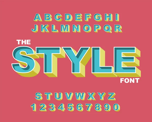 3D-retro vet. Vintage alfabet vector 80 s, 90 s oude stijl grafische poster — Stockvector