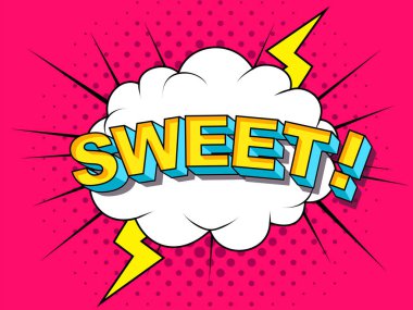 Tatlı çizgi vektör çizgi film illüstrasyon patlamalar. Çizgi roman sembol, çıkartma etiket, özel indirim etiketi, rozet reklam Boom. İşareti afiş. Çizgi roman konuşma balonu patlama. Bulutlar patlamalar için. Duygular