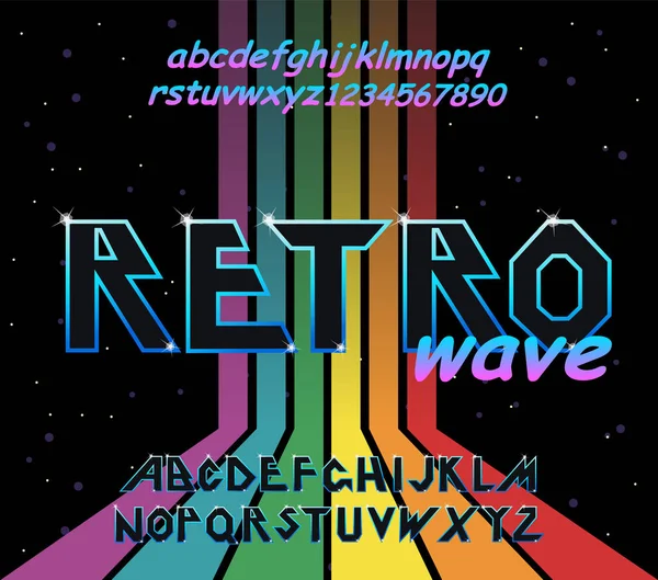Шрифт ретро-алфавита 80-х. Вектор Rainbow Vintage Alphabet 80 s, 90 s — стоковый вектор