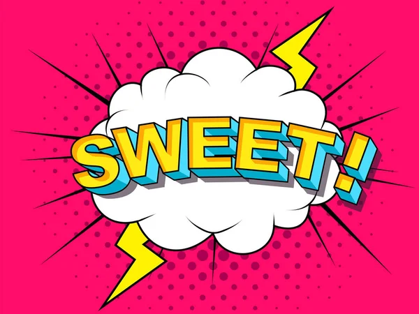 Sweet Comic Vector Cartoon Afbeelding Explosies Strips Boom Symbool Sticker — Stockvector