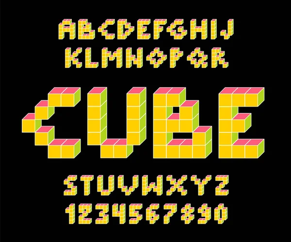 Color Pixel look retro video game font. 80 s retro — Stock Vector
