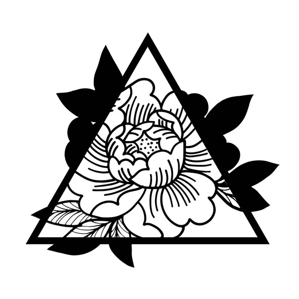 Rose bloem met heilige geometrie frame. Tatoeage, mystic symbool. — Stockvector
