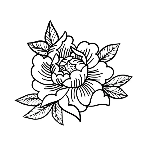 Tatuagem Rose flower.Tattoo, símbolo místico vetor isolado —  Vetores de Stock