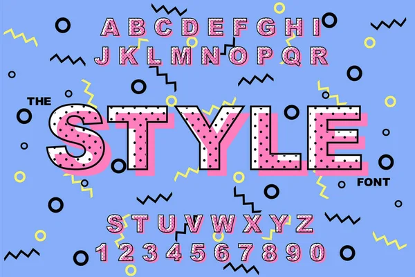 Vector of modern bold font and alphabet. Vintage Alphabet vector 80 s, 90 s — Stock Vector