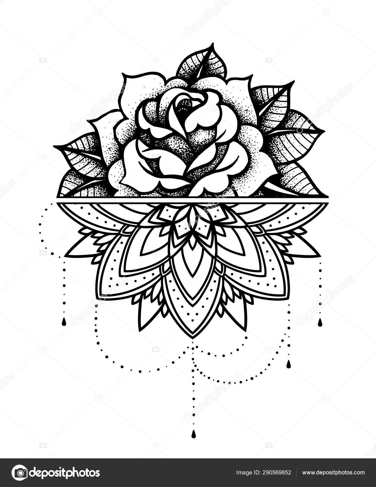 Instant Download Tattoo Design Roses Mandala Floral Tattoo - Etsy Australia