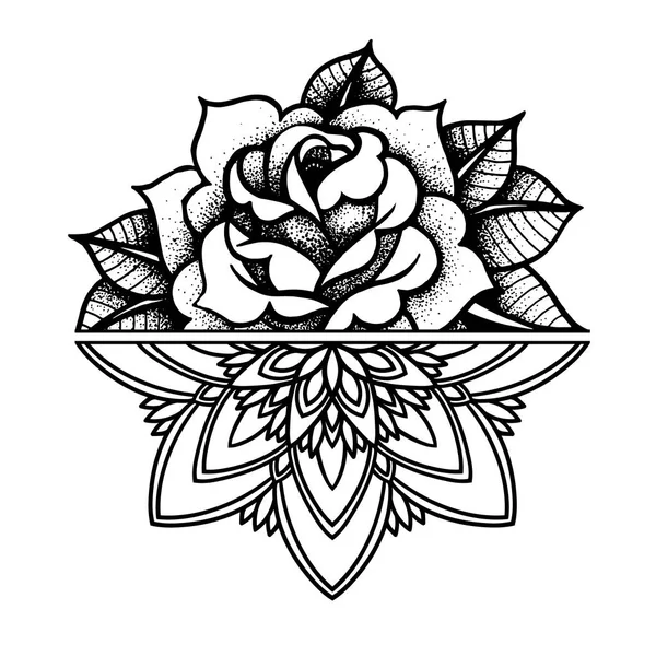 Black and Grey Yorkshire Rose Mandala Tattoo Idea  BlackInk AI