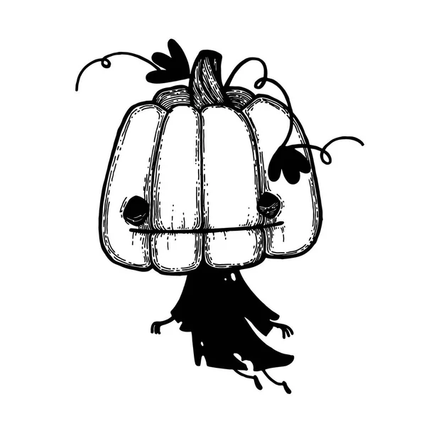 Karaktär pumpa. Ghost. Pumpa tatuering. Halloween. Vektor illustration. — Stock vektor