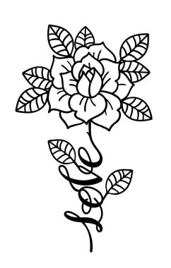 Dövme gül çiçeği. Dövme, aşk sözcüğünün gizemli sembolü.