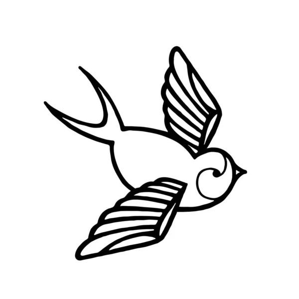 Tatouage avaler. Belle illustration vintage de style rétro vol avaler oiseau. — Image vectorielle