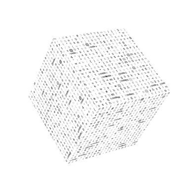 Küp kenarlarına yerleştirilen kodlama sembolleri ile soyut doku. Vektör teknolojisi illüstrasyon