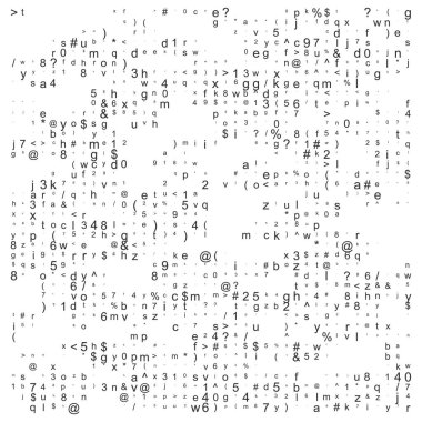 Karakter veya harfler farklı boyutlarda oluşan doku. Vektör çizim