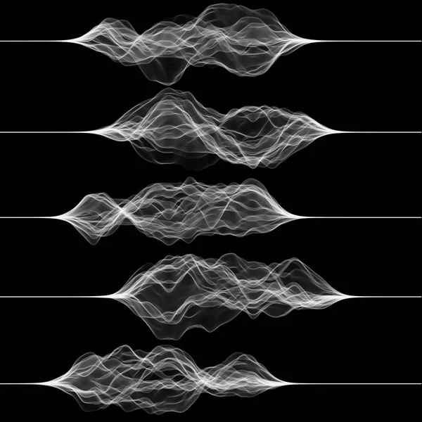 Conjunto de gráficos de pulsação ou vibração. Sinal de música ou ruído. Ilustração vetorial da arte gerativa — Vetor de Stock