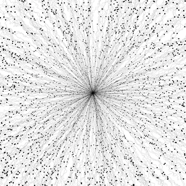 Abstraktes Vektorobjekt. Netz aus Linien und Kreisen. Illustration zum Thema Technologie oder Wissenschaft. — Stockvektor