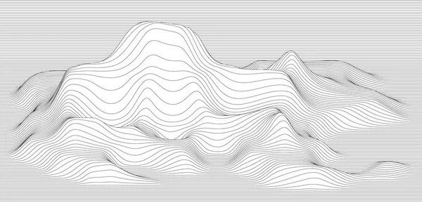 Abstraktní vektorový povrch. Krajina tvořená čárami. Povrch z profilů — Stockový vektor