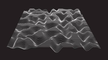 Soyut vektör yüzeyi. Çizgilerden oluşan bir manzara. Bölümlerden oluşan yüzey