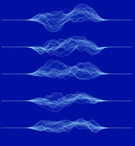 Набор пульсационной или вибрационной графики. Музыка или звуковой сигнал. Векторная иллюстрация генеративного искусства — стоковый вектор