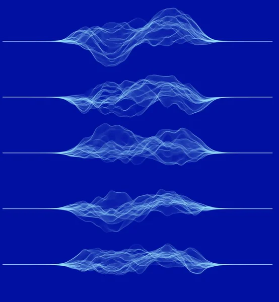 Set of pulsation or vibration graphics. Music or noise signal. Vector illustration of generative art — Stock Vector