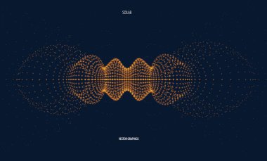 Üç boyutlu parçacık soyut nesnesi. Teknoloji vektör illüstrasyonu