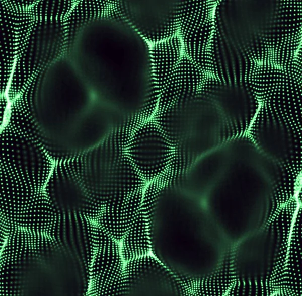 Abstrakt vektor mesh bakgrund gjord av partiklar. Kaotiska ljusvågor. Teknisk cyberrymd bakgrund — Stock vektor