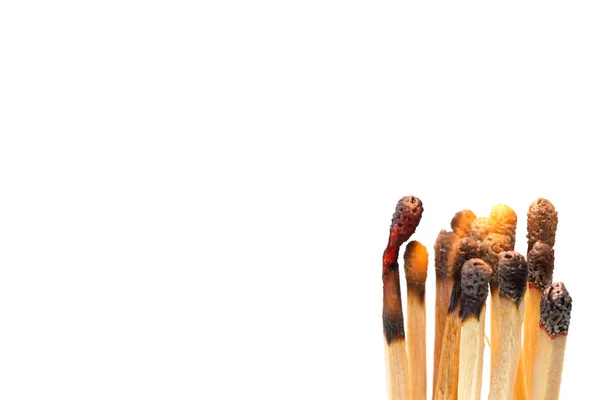 Closeup group of Burning matches σε λευκό φόντο — Φωτογραφία Αρχείου