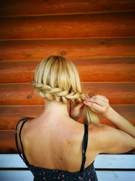 Blond Woman Beautiful Braid — Stock Photo, Image