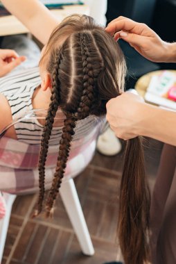 Evde örgü öreceğim, saç stili. Uzun saçlı..