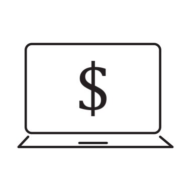 dizüstü bilgisayar ve doları vektör simgesi tasarım illüstrasyon