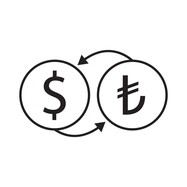 Dollar Turkse Benjamin Uitwisseling Vector Icon Design Illustratie — Stockvector